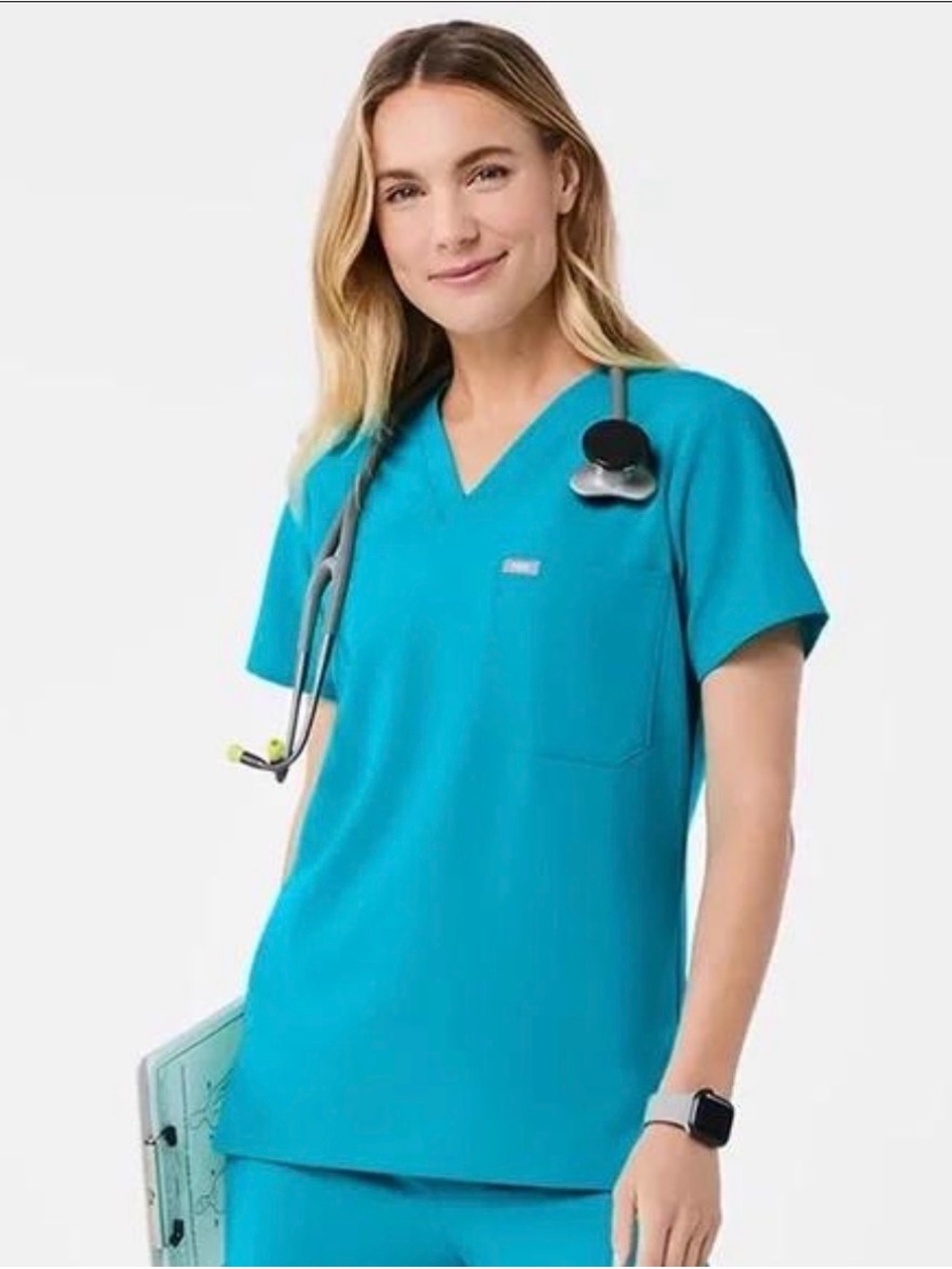 Figs Catarina Teal ScrubTop - XS